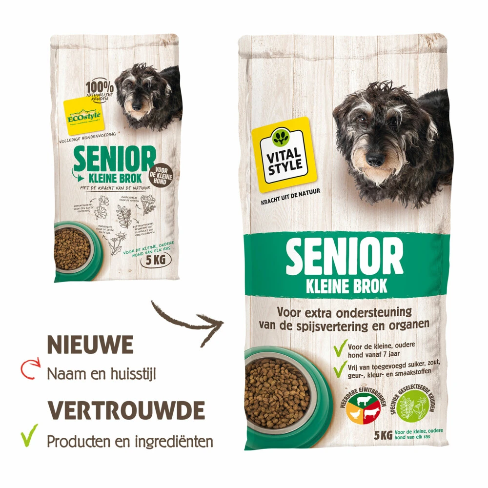 VITALstyle Hondenvoer Senior Kleine Brok 5 VITALstyle Hondenvoer Senior Kleine Brok - Afbeelding 3