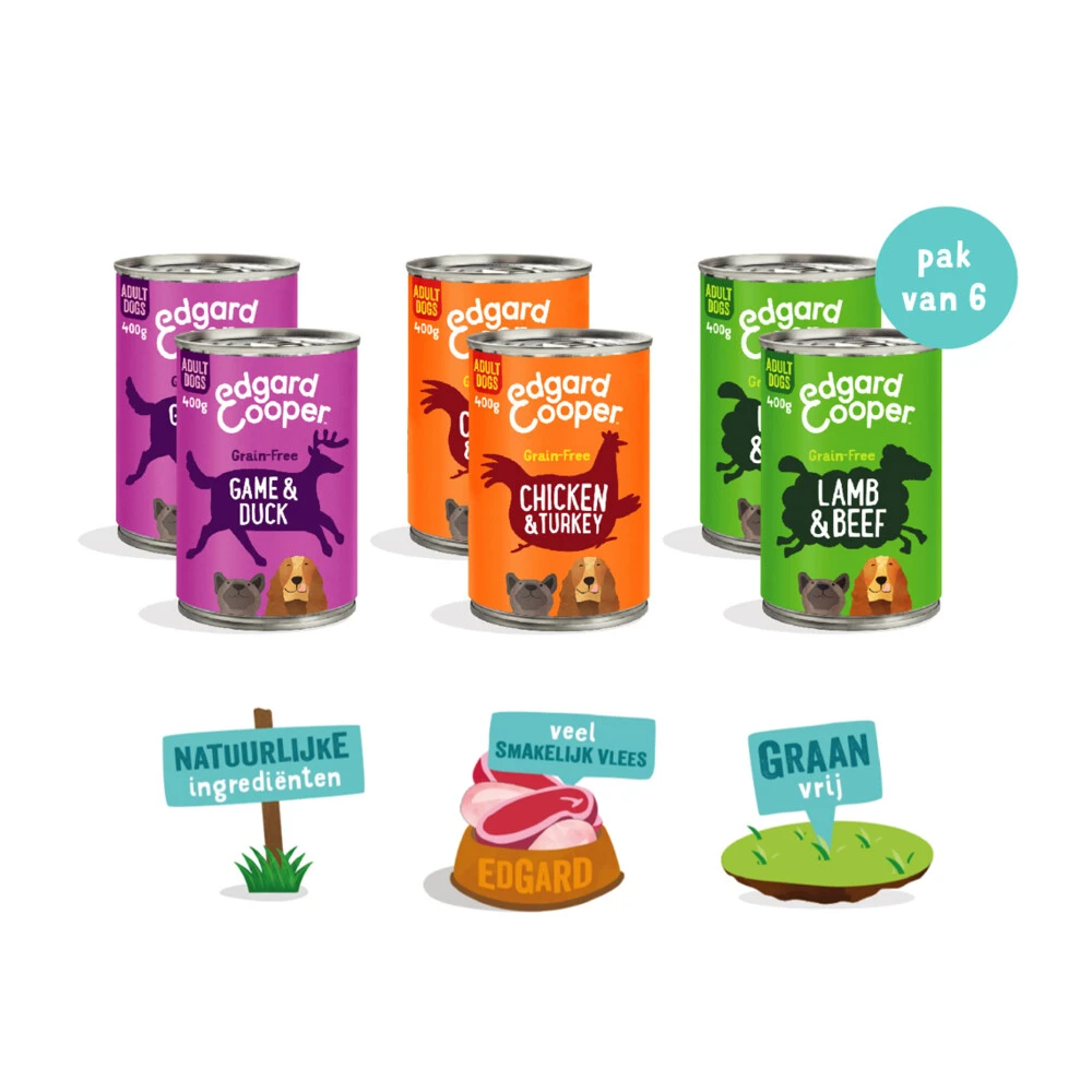 Edgard & Cooper Hondenvoer Multipack Kip - Wild - Lam 4 Edgard & Cooper Hondenvoer Multipack Kip - Wild - Lam - Afbeelding 2