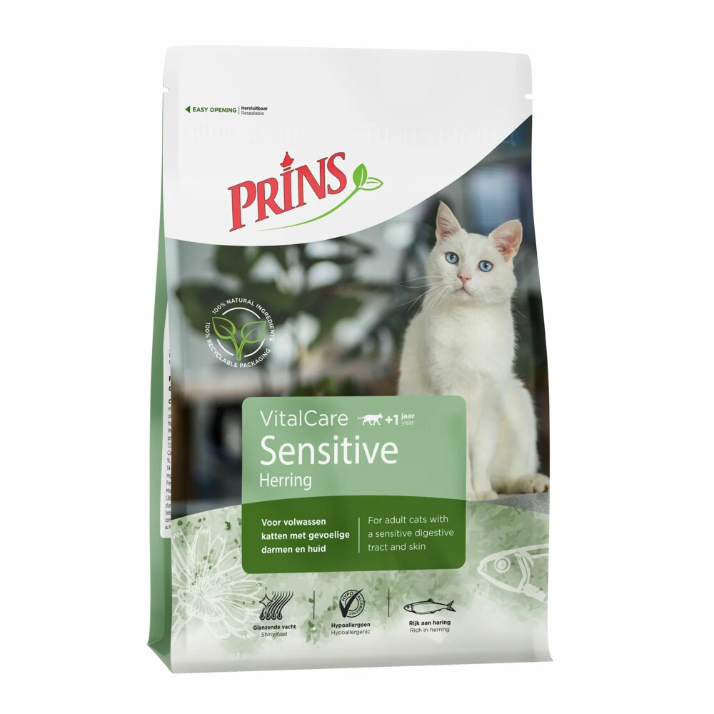 Prins VitalCare Sensitive Hypo Allergeen Kattenvoer 3 Prins VitalCare Sensitive Hypo Allergeen Kattenvoer