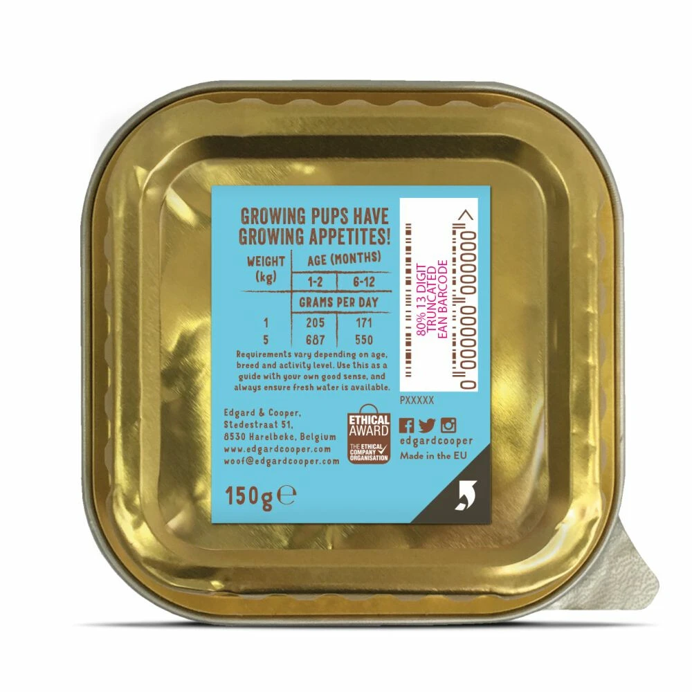 17x Edgard & Cooper Kuipje Vers Vlees Puppy Hondenvoer Bio Kip - Vis 4 17x Edgard & Cooper Kuipje Vers Vlees Puppy Hondenvoer Bio Kip - Vis - Afbeelding 2